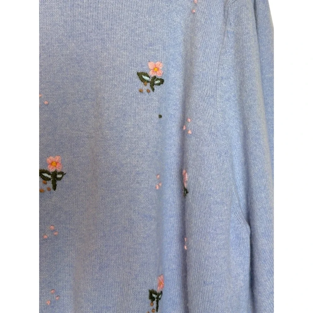 Something Navy Embroidered Mock Neck Sweater Blue Floral NWT Wool Blend Size XXL